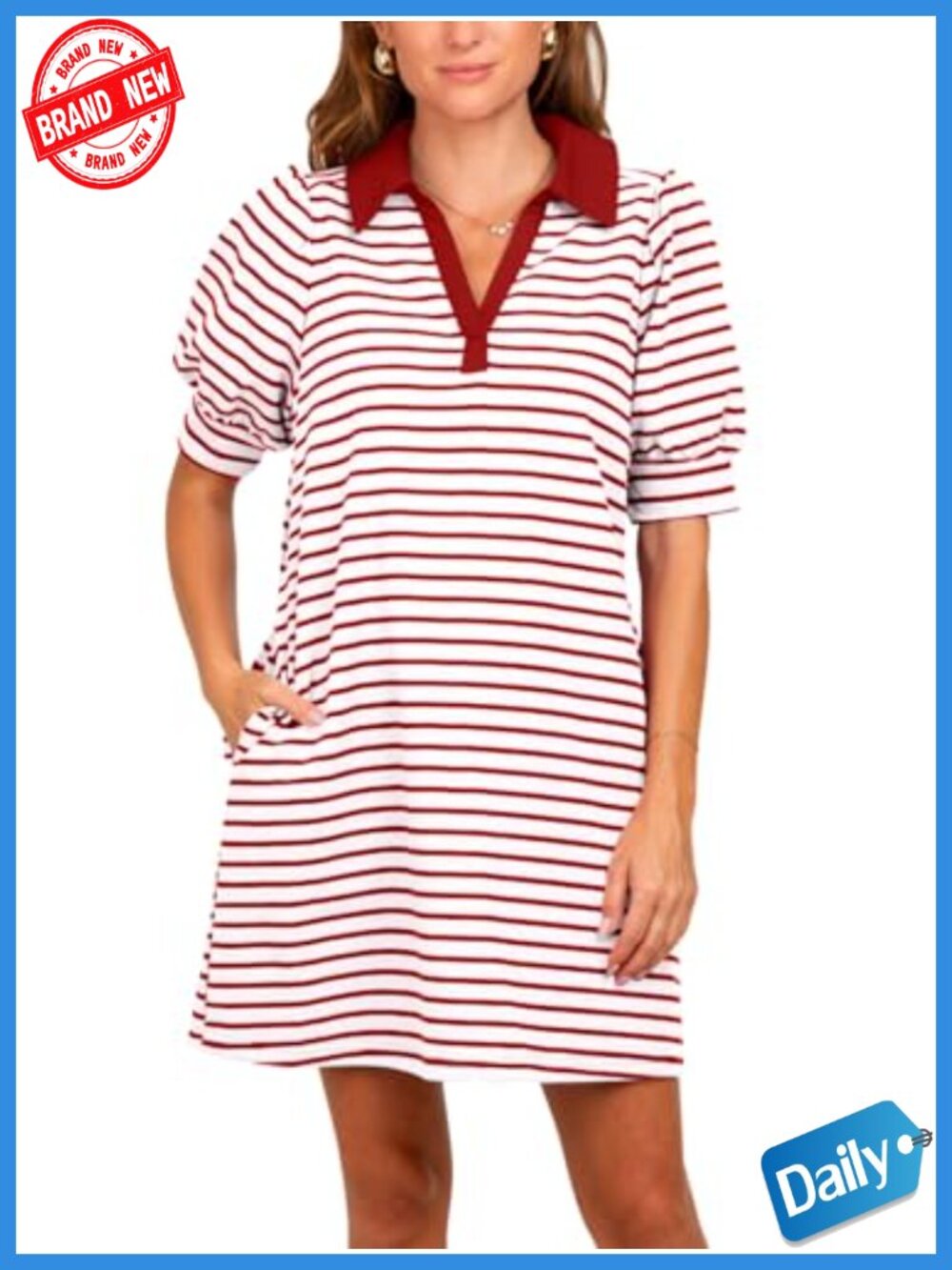 Womens Polo Dress Casual Cotton Stretch Short Sleeve Midi